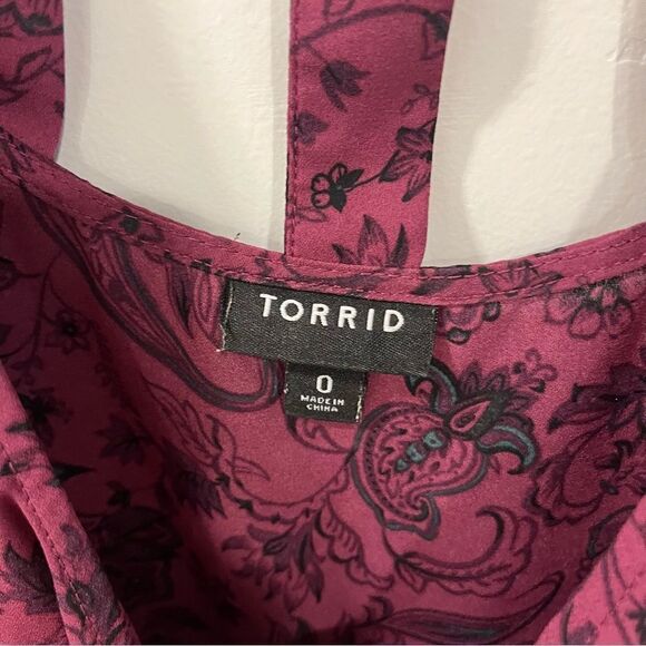 Torrid Abbey Georgette Cage Back Blouse Size 0/Large/12 Paisley Print - Picture 9 of 13